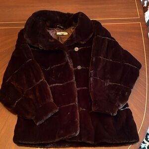 Katharine Hamnett Dark Brown Women's Faux Fur Coat